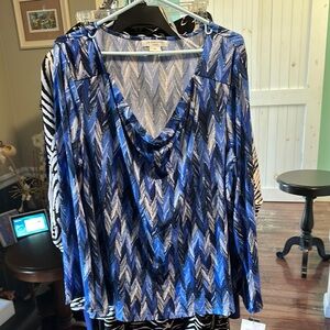Liz Claiborne Blue Draped 3/4 Sleeve Blouse